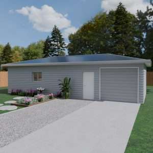 Exterior rendering of The Residence four-bedroom home and driveway